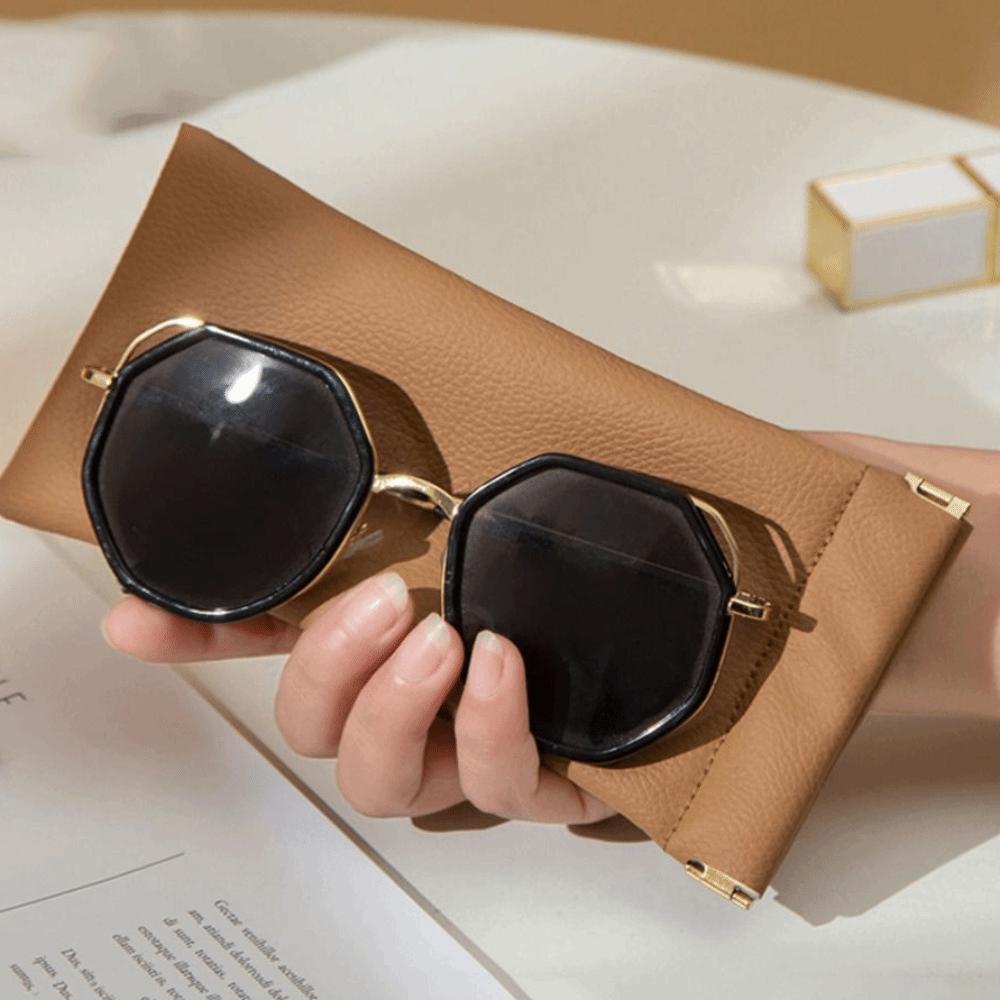 Closing Makeup Bag Sunglasses Pouch Eye Glasses Holder Eyewear Protector Case Leather Glasses Case