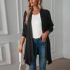 Einfarbige leichte Strickjacke mit langen Ärmeln für Damen