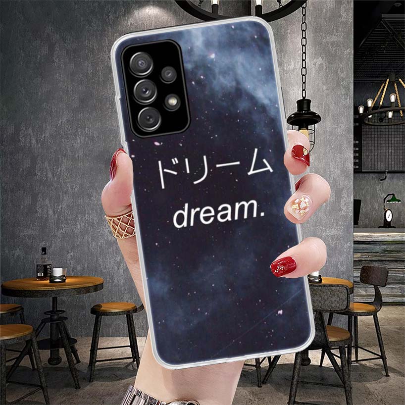 

Японский эстетичный чехол для телефона с текстовым письмом для Samsung Galaxy A12 A22 A32 A52 A72 A02S A51 A50S A71 A70 A31 A20S Note 20 Ultra S1 Samsung A52S 5G