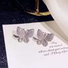 Elegant 925 Sterling Silver Butterfly Micro Inlaid Full CZ Zircon Crystal Stud Earrings for Women Pendientes Oorbellen Brincos
