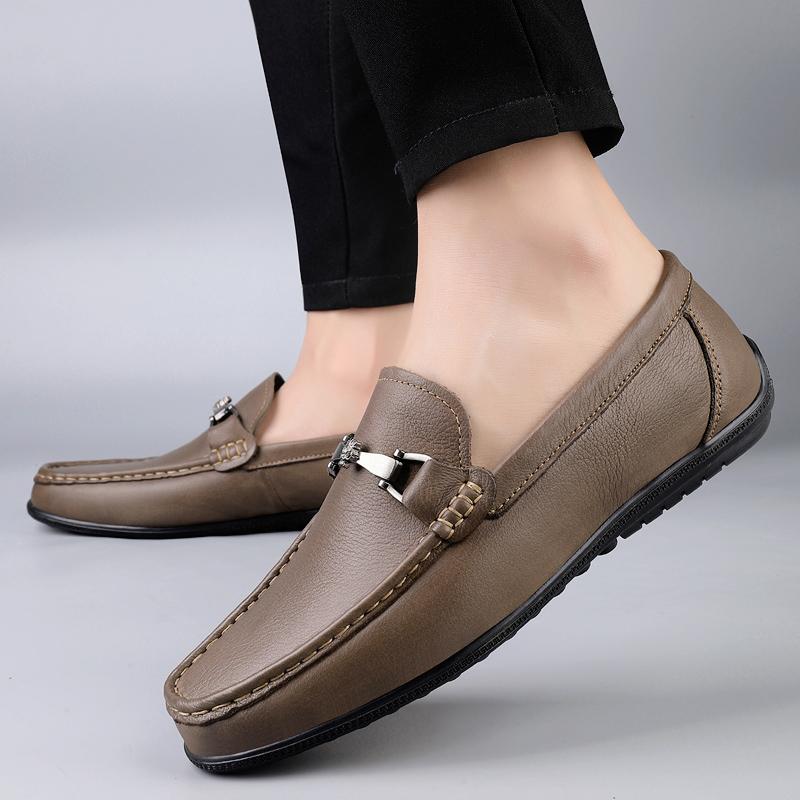 Fashion New Casual Male Work Shoes Men's High Quality Genuine Leather Loafers Handmade Men Walking Shoes Moccasins Walking Men Flats
