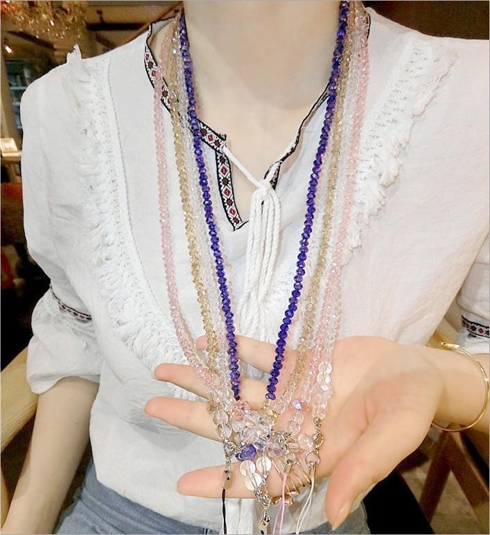 Rhinestone Applicable Shell Lanyard Universal Long Lanyard Crystal Lanyard Mobile Phone Case Neck Lanyard Camera Mobile Phone Chain