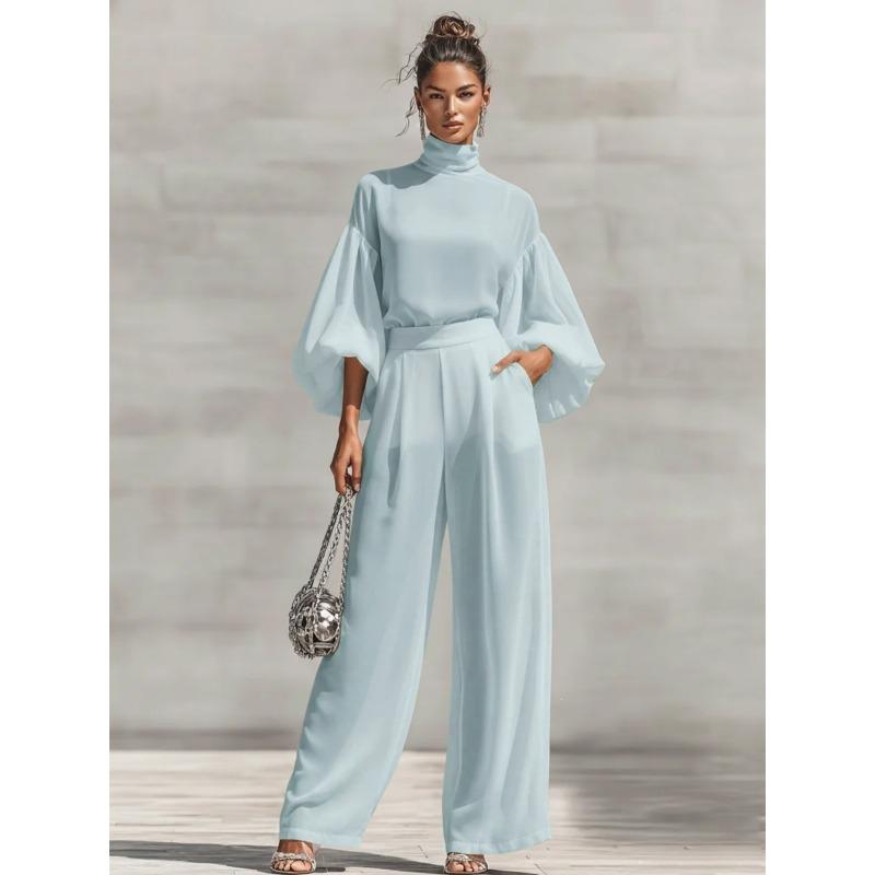 DICIFY Women's Fashion Casual Long Sleeve Stand-up Collar Pants Suits