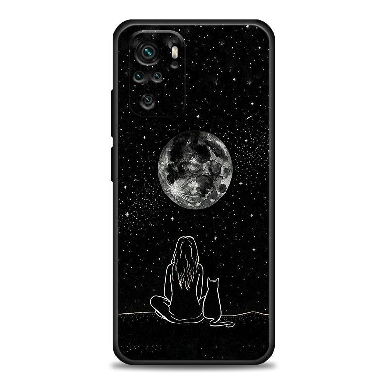 Funny Cute Cat Line Art Phone Case For Xiaomi Redmi Note 11 10 9 8 Pro 9S 8A 10S 11S Soft Cover For Redmi Note 8Pro 10Pro Fundas