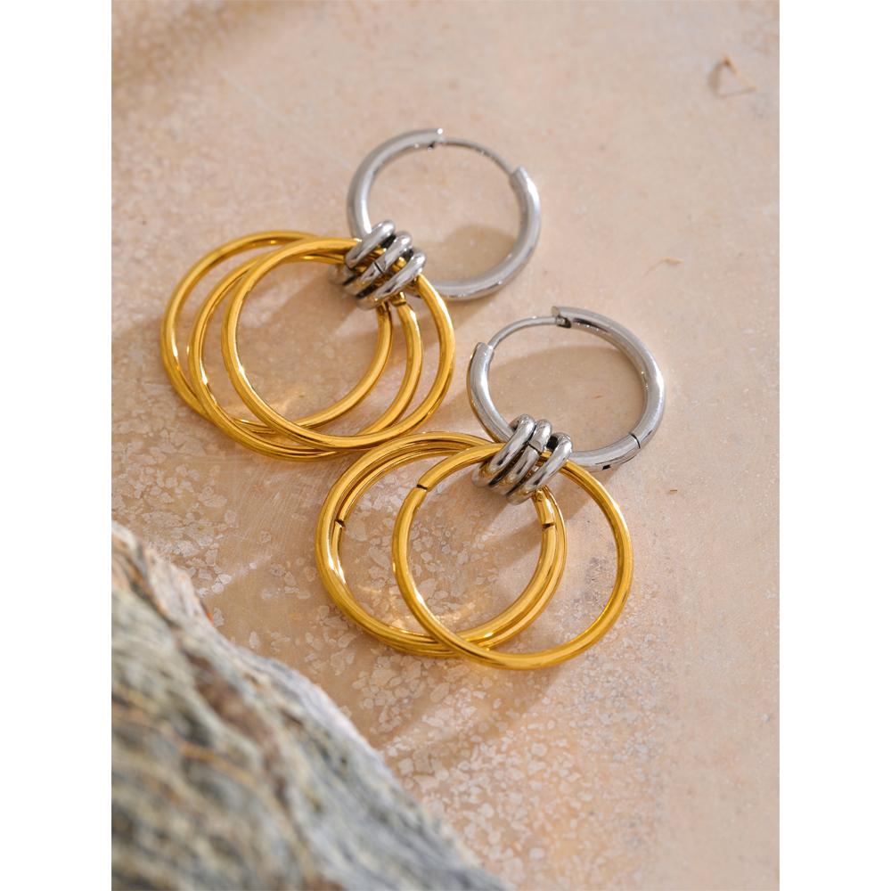 Eetit Distinctive Stainless Steel Double Round Drop Daily Earrings for All Occasions Tarnish Resistant Versatile Trendy Jewelry