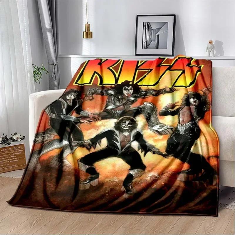 KISS Band Pattern Throw Blanket Light Weight Blanket for Living Room Bedroom Kidsroom Warm Blanket Christmas Gift