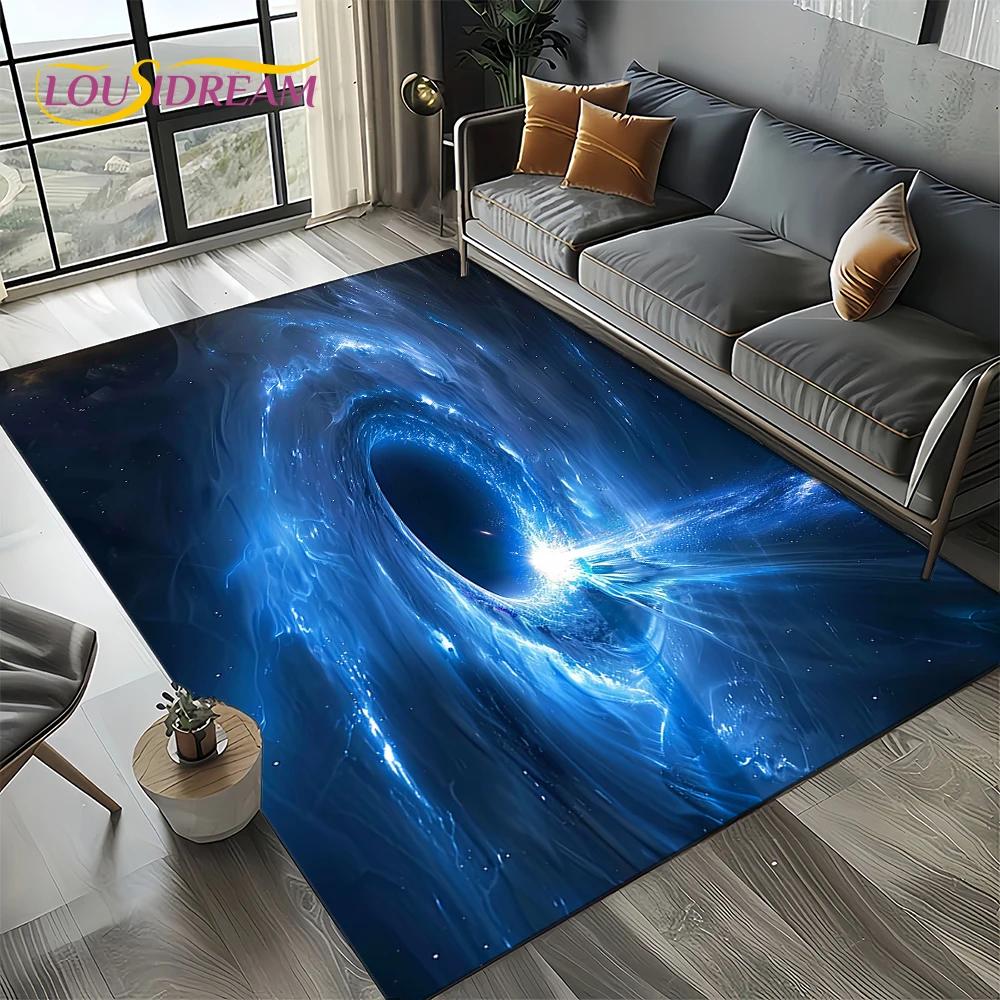 Universe Space Stars Black Hole Galaxy Earth Milky Way Carpet Rug for Living Room Bedroom Sofa Decoration,Non-slip Floor Mat