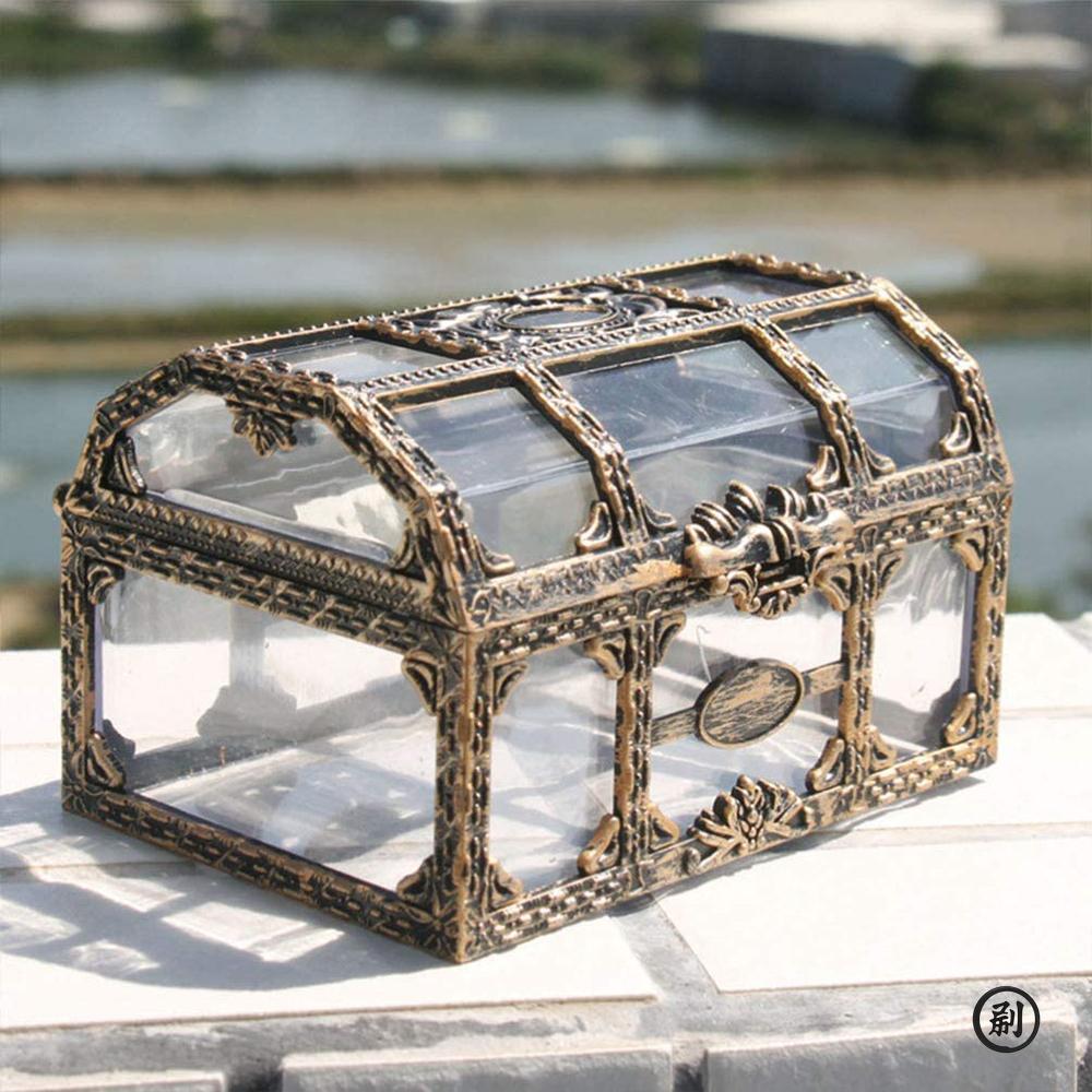 Vintage Treasure Chest Storage Box Transparent Pirate Candy Jewelry Display Box for Wedding Party Birthday