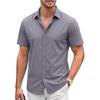 Men's Short Sleeve Button Down Shirt - Lightweight Breathable for Vacation and Business Casual