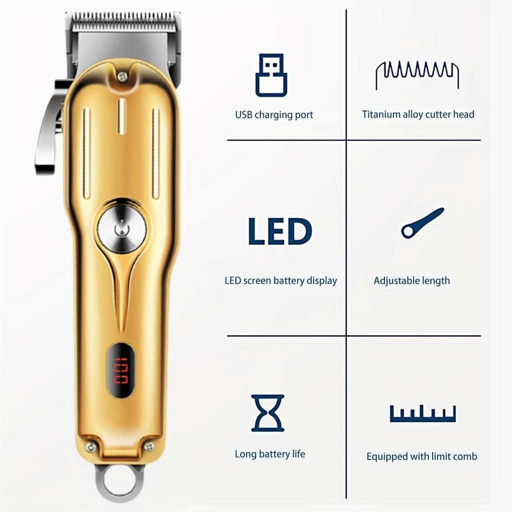 Mașină de tuns profesională pentru bărbați, set de mașini de tuns pentru frizer, mașină de tuns barba fără fir Kit tunsoare pentru îngrijire, cadou de vacanță pentru el