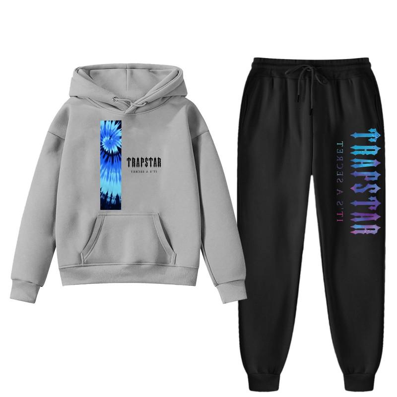 Womens Winter Casual Hooded Sweatshirt Pants Set With Print Loose Fit Streetwear