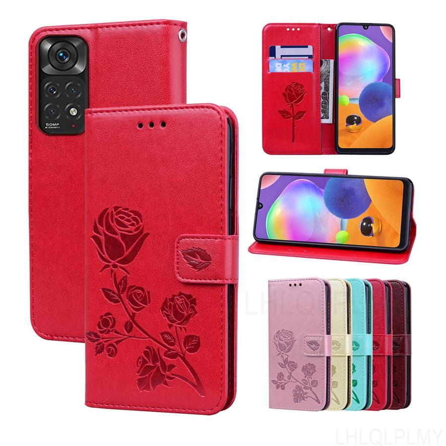 Rose Leather Wallet Flip Case For Xiaomi Mi A3 A2 Lite 11i 11T Pro 10T Redmi 9 9A 9C Nfc Note 11 10S 10 11S 5G 9S Cover Funda