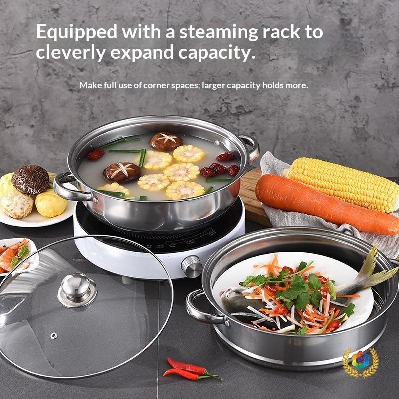 Stainless Steel Single/Double-Layer Steamer Basket Strainer Pot Steaming Grid Thickened Generic Food Steam Rack Home Cooking