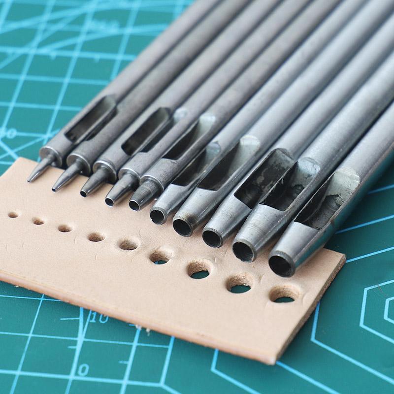 10pc/set DIY Round Hole Cutting Tool, Leather Grooving Tool, Manual Punching Tools, Leather Belt & Shoulder Strap Circle Puncher