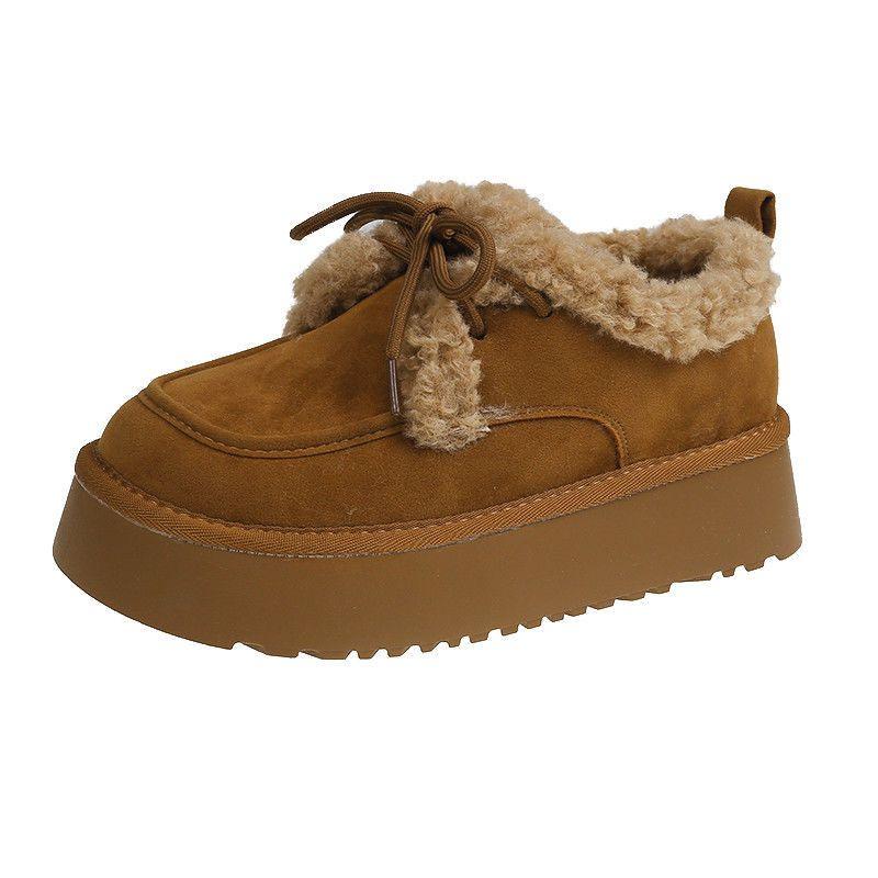 Fashion Women's Snow Boots 2025 Winter New French Retro Versatile Temperament Velvet Warm Platform Casual Cotton Shoes