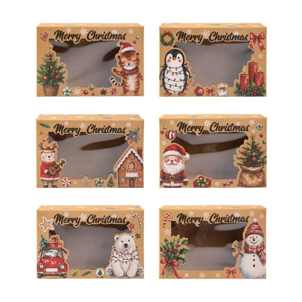 6pcs Sturdy Structure Christmas Candy Box Thick Cardboard Empty Chocolate Box Baking Lovers