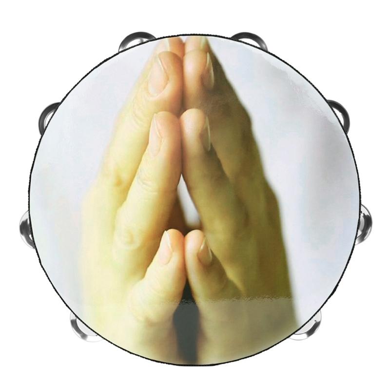 Bells Drum Handheld Tambourine Freestyles Hand Bells Musical Percussion Instrument for Family Party Child Tambourine 10 inches