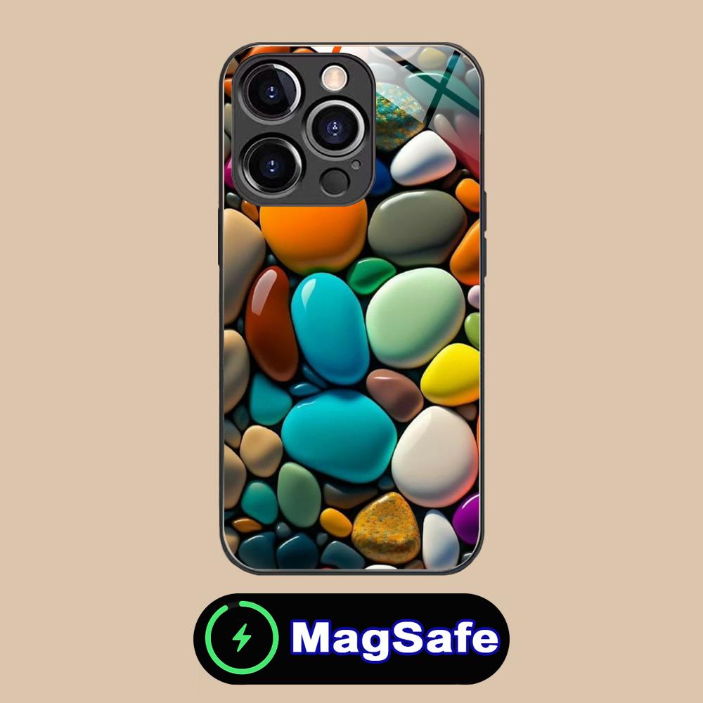 

Aesthetic Stones Mobile Phone Case for iPhone 17 16 15 14 13 12 11 Air Pro Max Plus Mini MagSafe Glass Colorful Cover Smartphone iPhone 11 Pro Max
