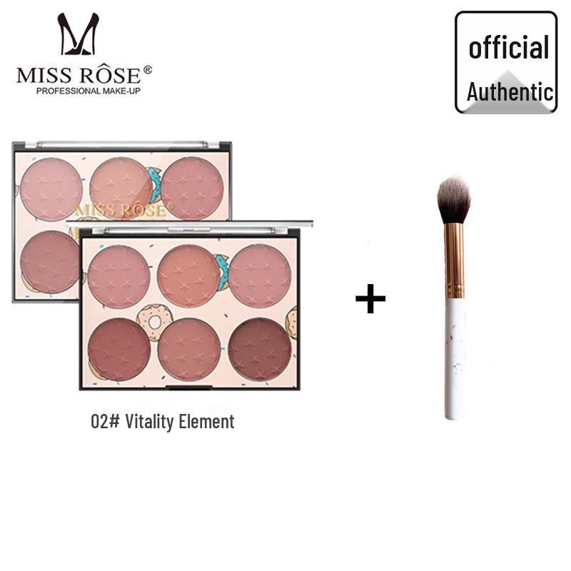 MISS ROSE Sechsfarbige Langanhaltende Rouge-Palette - Matt & Schimmernde Finishes, Sonnengeküsste Natürliche Töne, Hautfreundlich.