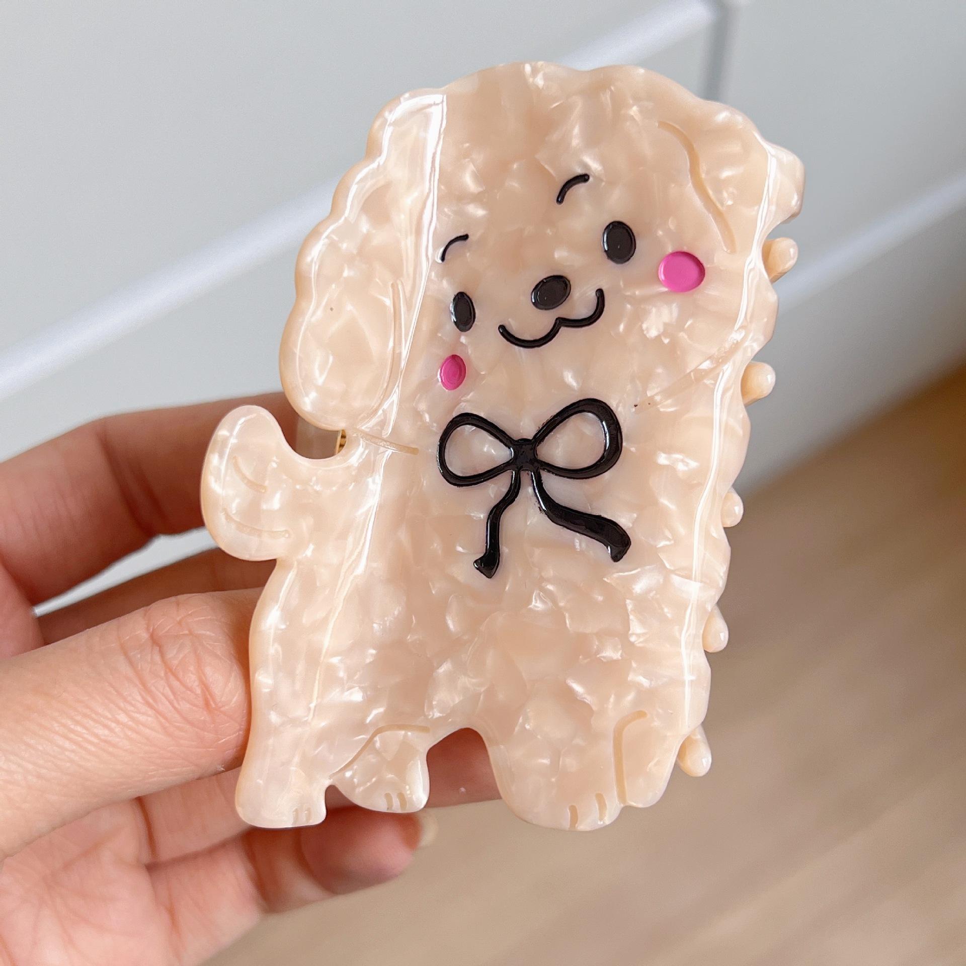 

1 шт. Милая заколка для волос в виде кудрявой собачки с бантом, улыбающаяся, счастливая, зажим для волос, аксессуары для волос с животными, дофаминовая изысканная заколка для волос Size fits all