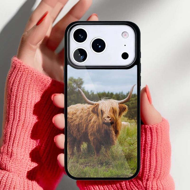 Cute Highland Cow Phone Case for iPhone 17 16 15 14 13 Pro Max Back Cover for 12 11 Pro Coque