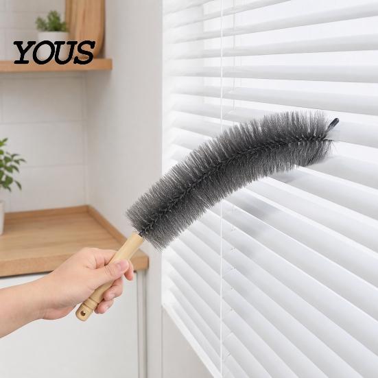 Energy Efficient Dust Brush Fan Cleaning Brush, Reusable Collector, Non-Detachable Bendable Design, Cobweb Remover Multifunctional Removal for Blinds