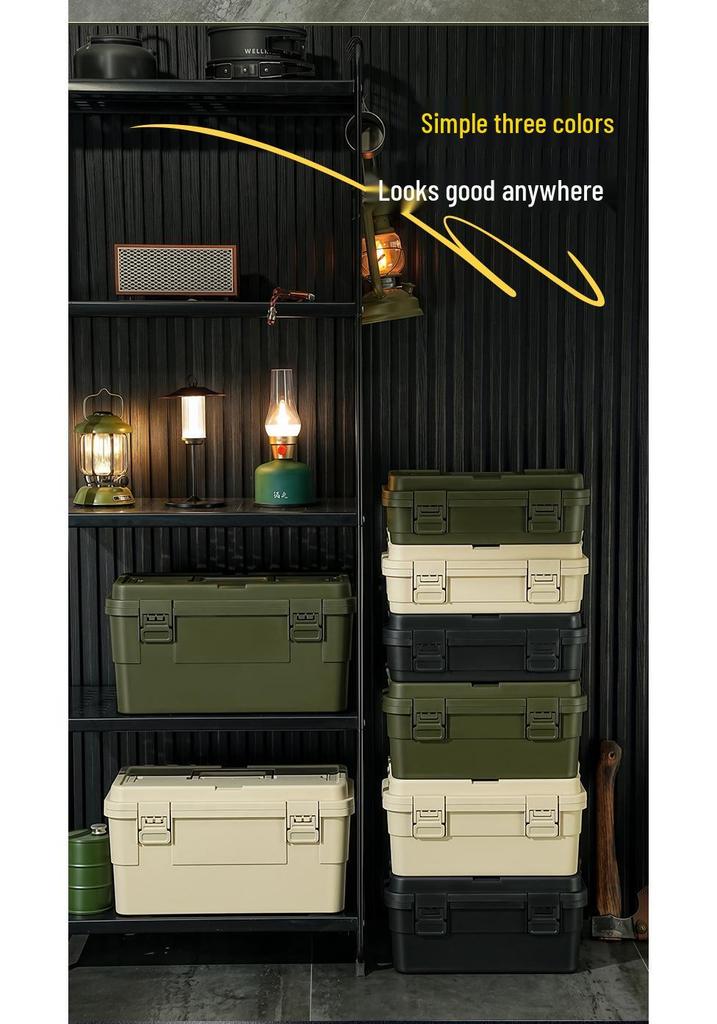 Large-Capacity Multi-Layer Tool Storage Box for Home, Car, Outdoor Use with Plastic Handle