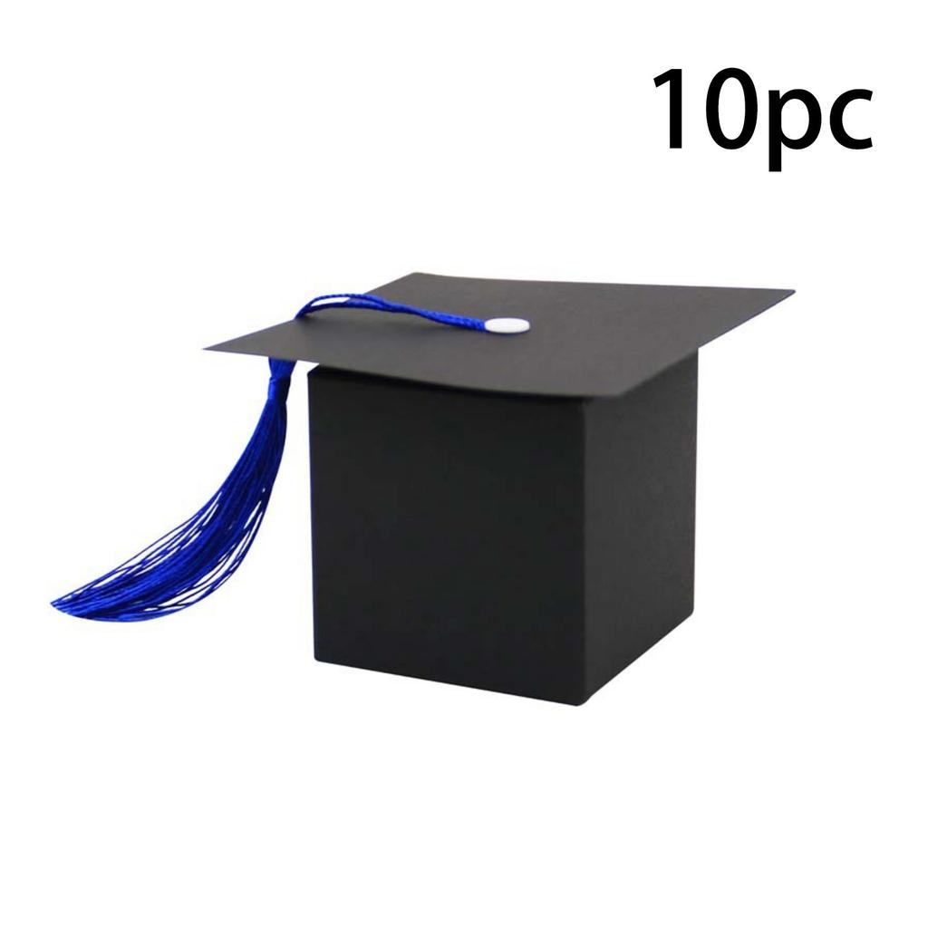 10pcs Graduation Candy Box, Graduation Cap Gift Box With Tassels, DIY Graduation Decoration Box Small Snack Chocolate Box