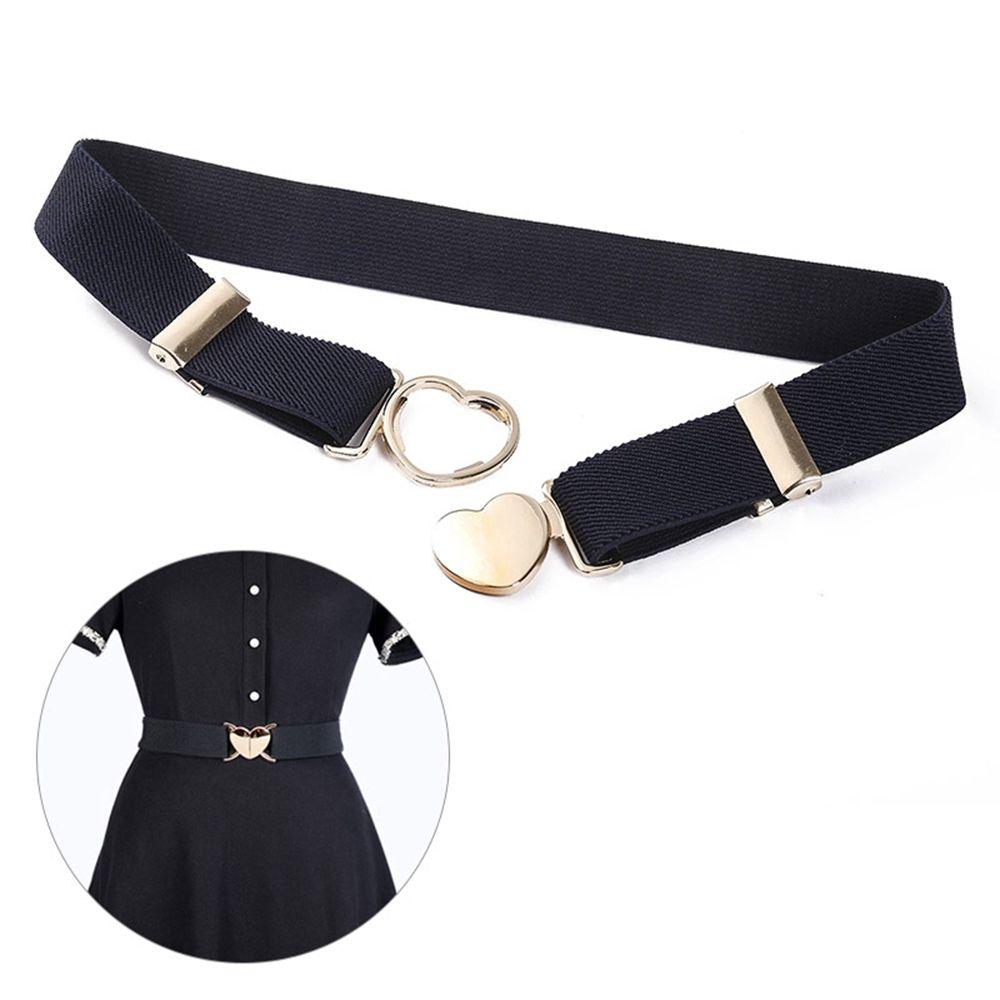 Decorations Solid Color Punch-free Waistband Children Stretch Belts Waist Belt Heart Shape Buckle