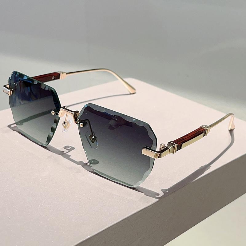 Oversized Rimless Sunglasses Men Fashion Gradient Multi-color Shades Women Trendy Luxury Brand Design Decor Sun Glasses
