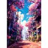 Japanese Street Scenery Cherry Blossom Architecture Canvas Poster Flowers Plants Landscape Wall Art Prints for Modern Home Decor