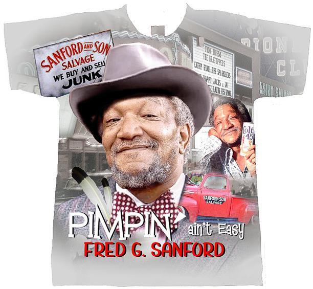 FRED SANFORD T-SHIRT PIMPIN AINT EASY. SANFORD AND SON. LAMONT AND ESTER. COMEDY Unisex T-Shirt XXXXL
