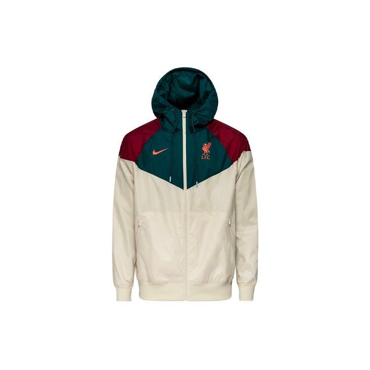 

Nike Liverpool FC Графический лоскутный принт Свободная футбольная куртка с капюшоном на молнии Мужская верхняя одежда Бежевый DB2956-238 L