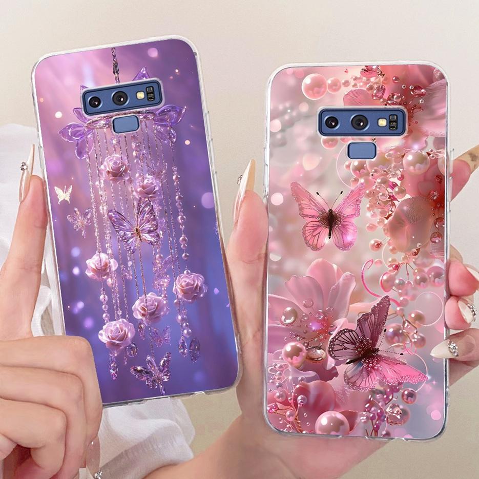 For Samsung Galaxy Note 9 Case SM-N960F Luxury Flower Butterfly Painted Cover Soft Slim Phone Case For Samsung Note 9 Note9 Bags