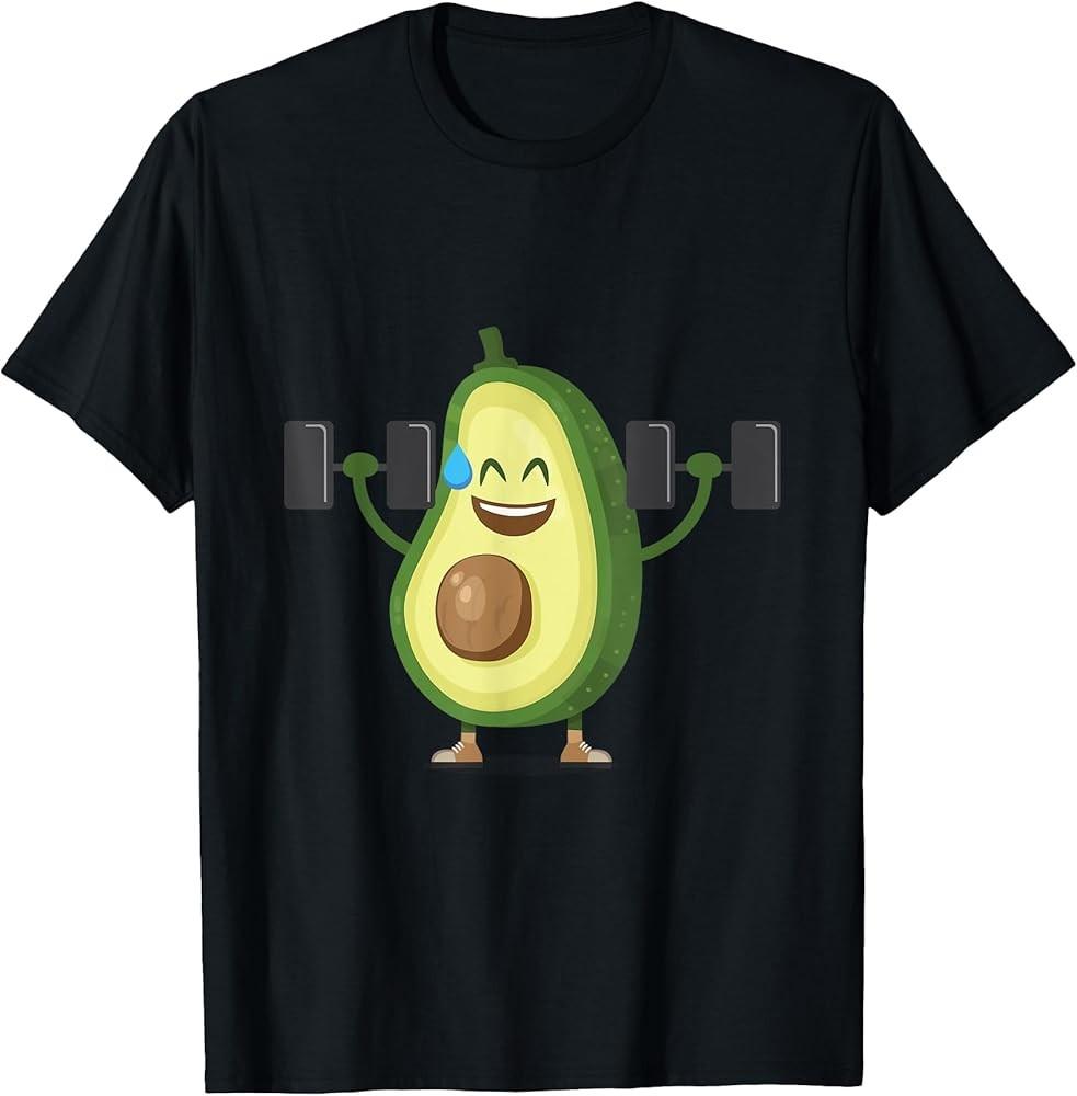 

Happy Avocado Lifting Weights Workout Funny Cartoon TShirt Unisex T-Shirt S