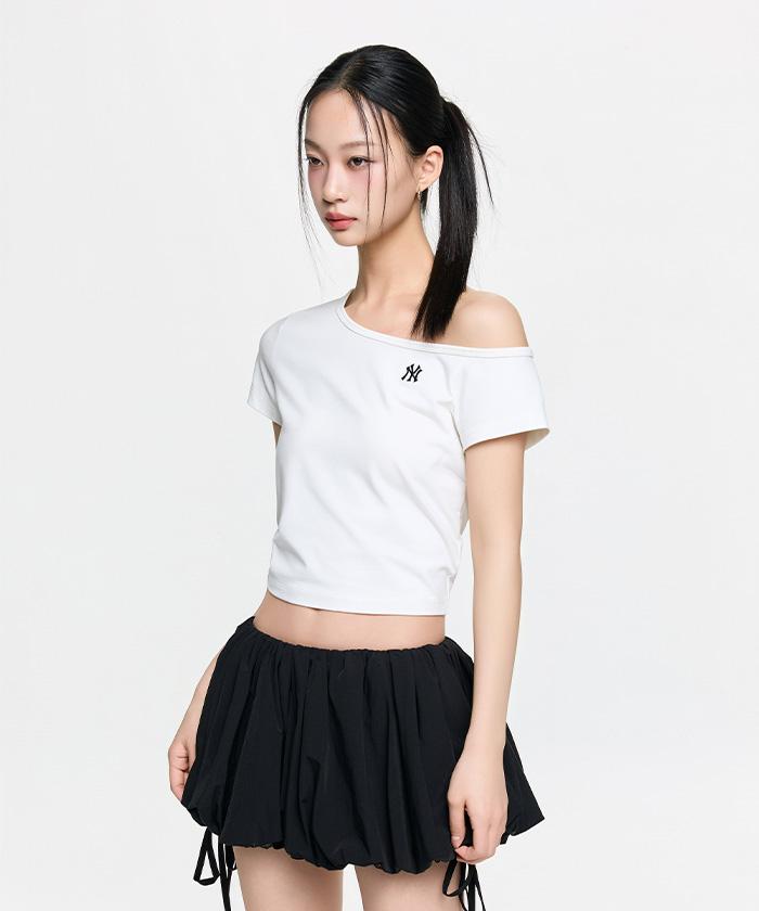 Emelbi Women'S Basic Off-Shoulder Short Sleeve T-Shirt Ny (Cream)