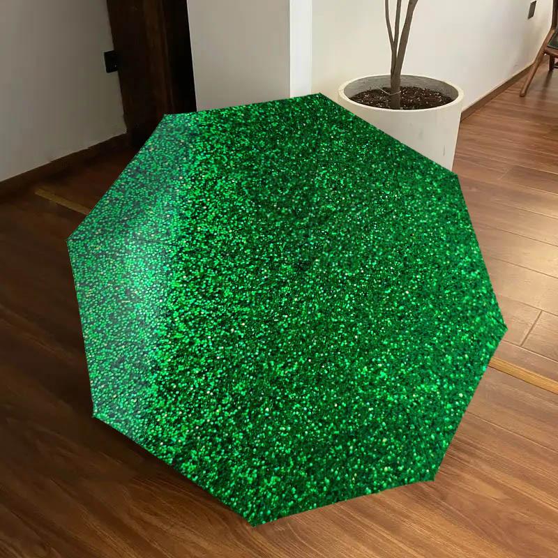 1pc Glitter Green Pattern Umbrella Design Automatic Opening and Closing Umbrella, High-quality Travel Umbrella, Lightweight and Portable, -23