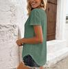 Short Sleeve Blouses for Women V Neck Eyelet Knit Women's Short Sleeve Tops Casual Loose Fit Womens Short Sleeve Blouses