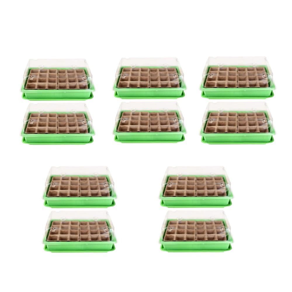 24 Cells Highter Nursery Pots Seeding Trays Seed Starter Kits Humidity Domes Cover Gardening Plant Germination Trays Box