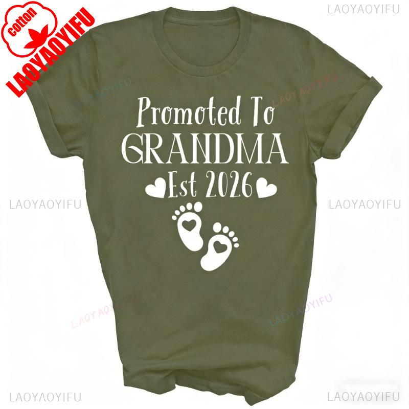 Lustige T-Shirts Oma Gegründet 2026 Unisex Shirt Geschenk Einfache Buchstaben Grafik-T-Shirts Pendler Allmatch Lässige Oberteile T-Shirt Kurzes T-Shirt