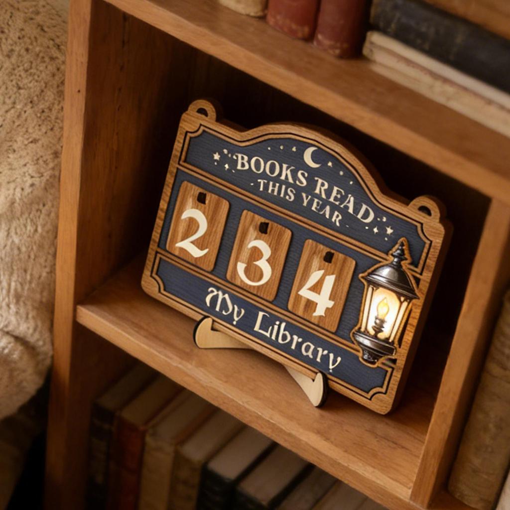 Wooden Material Books Counter Sign Hanging Decor Table Decor Wooden Reading Trackers Books Read Counter For Book Lovers