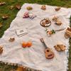 T-grid picnic mat, moisture-proof mat, picnic cloth, outdoor camping blanket, white blanket, beach mat.