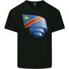 Curled DR Congo Flag Congolese Day Football Kids T-Shirt Childrens