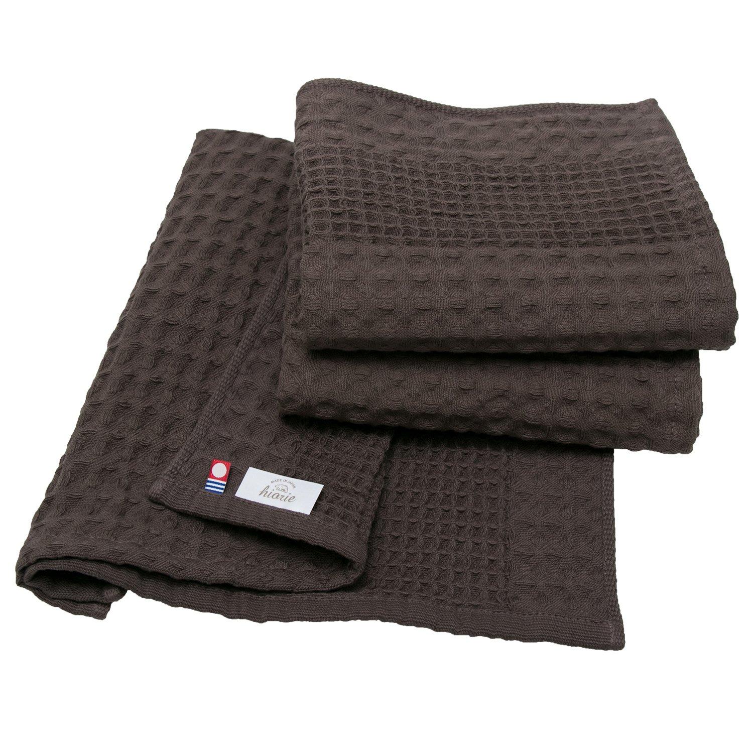 

Imabari Certified Face Towels, hiorie Waffle Towels, 3-Piece Set, Chocolate, Made in Japan, Quick-Drying Kitchen Towels, Imabari Brand, 100% Cotton