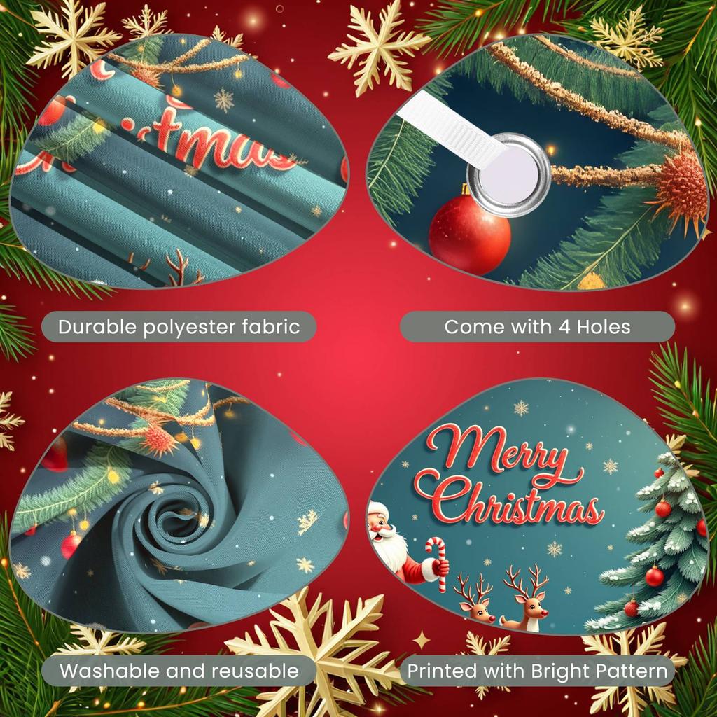 Xmas Decor Banner Colorful Ornaments Festive Banner Christmas Decoration Banner Reindeer Pattern For Family Party Christmas Eve