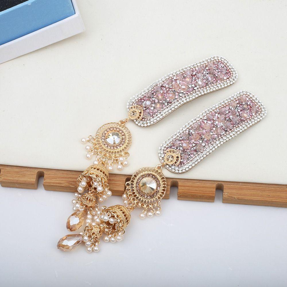 Crystal Ethnic Style Hair Clip Elegant Tassel Side Clip Chinese Style Tassel Hairpin  Bride