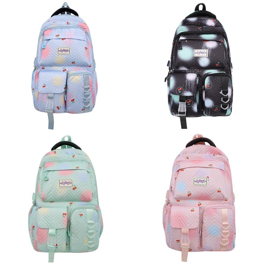 Spotted Fashion Colored Cherry Pattern Student Backpack For High School Use