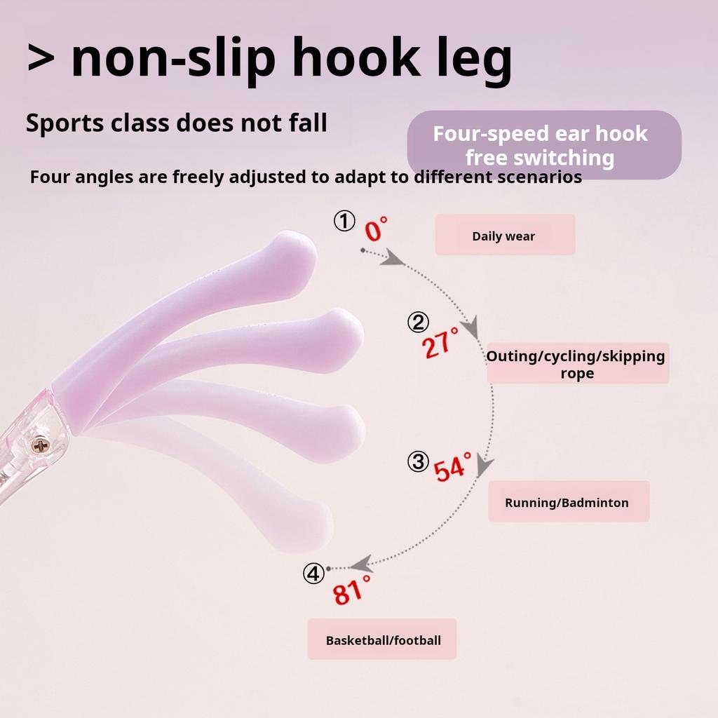 New Kids Anti-slip Ear Hook Sports Glasses Frame Silicone Nose Pads Boys Girls Comfortable Optical Prescription Glasses JS6517