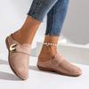 Women's Baotou Flat Casual Half Slippers New Solid Color Wedge Metal Buckle Beach Slippers