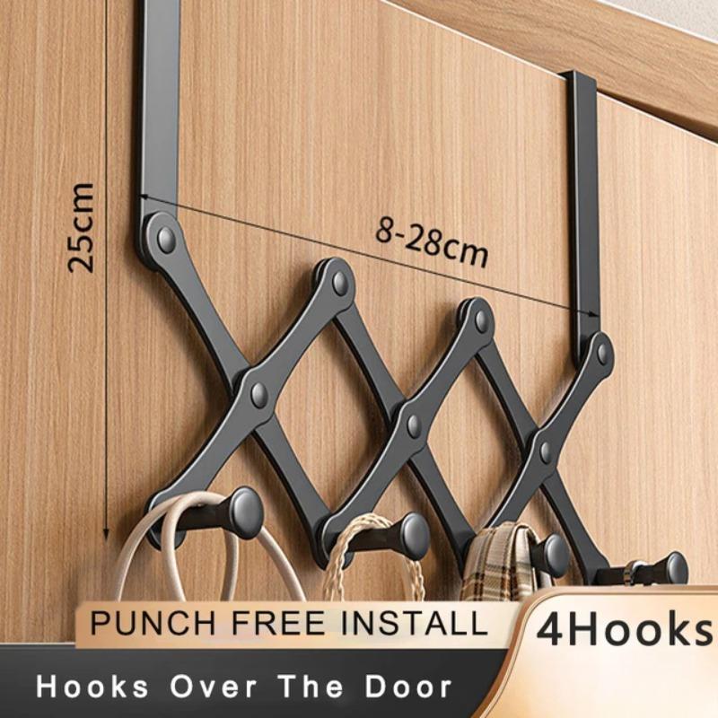 Scalable Hook Behind The Door Carbon Steel No Punching Required Cabinet Coat Hook Waterproof Wear-resisting Bedroom Storage Rack